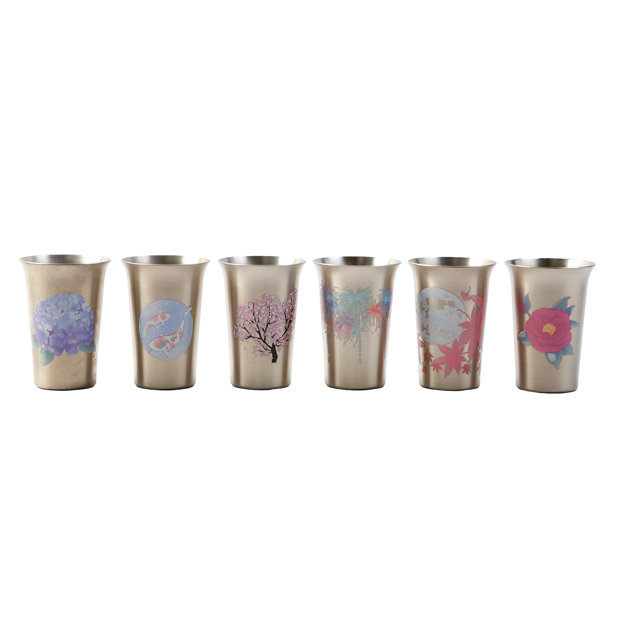 まどろむ酒器(桜、花火、アジサイ、紅葉、鯉、椿)
